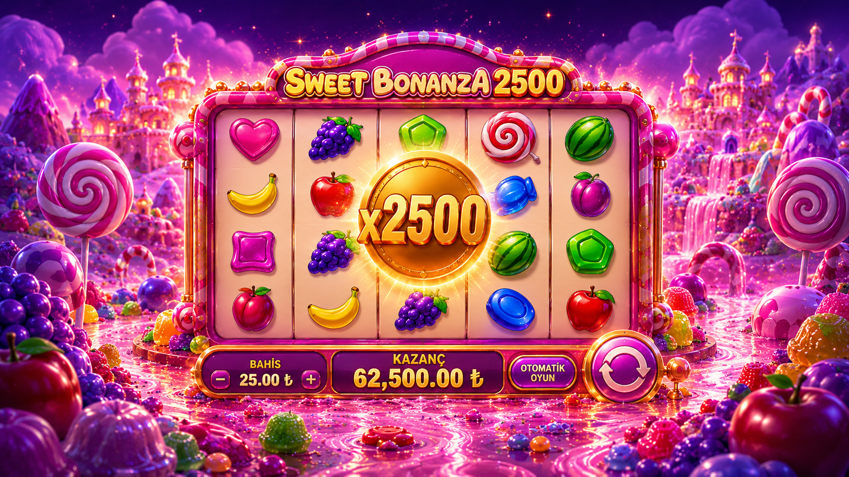 Sweet Bonanza 2500 demo oyun ekranı önizlemesi